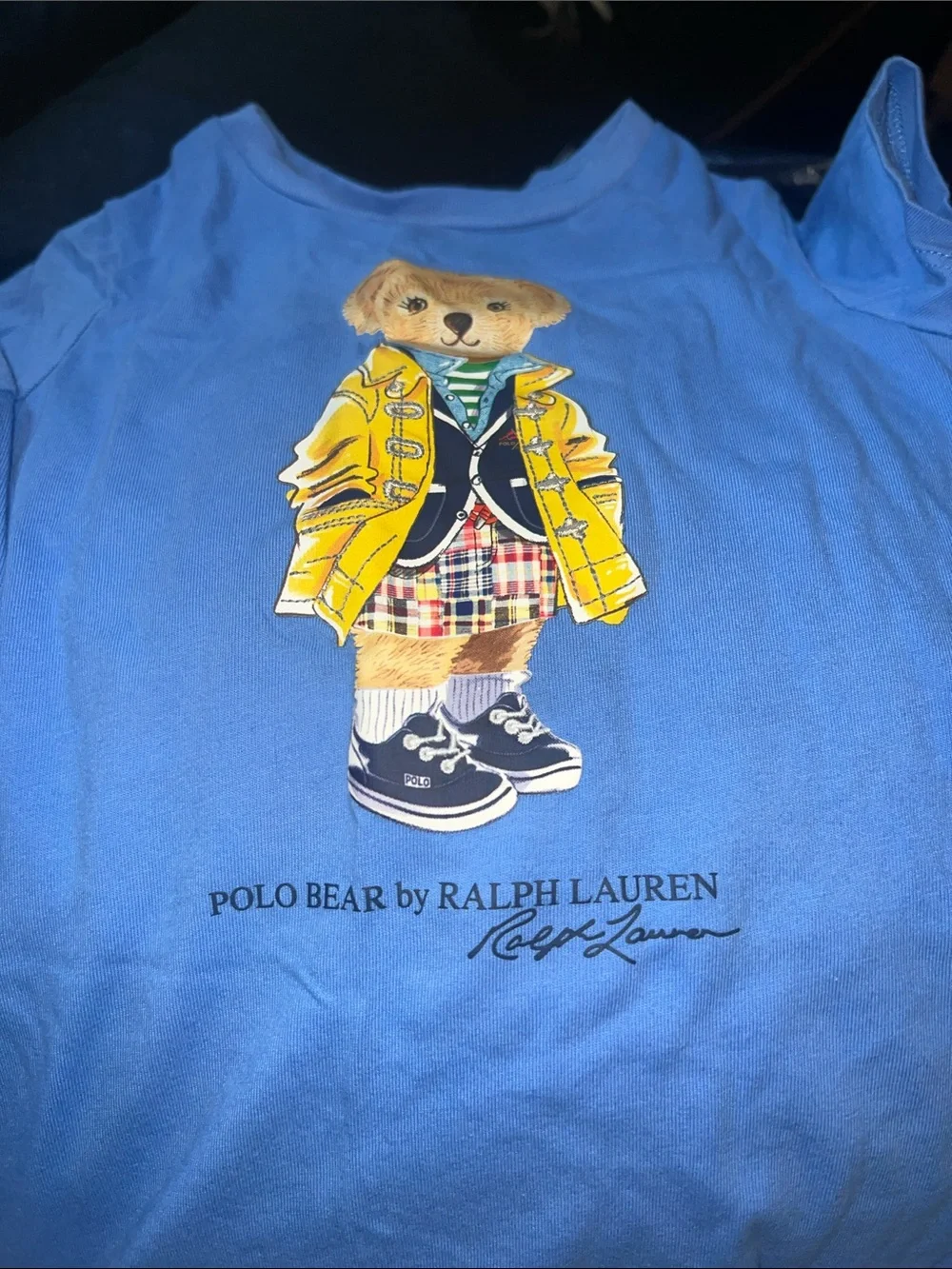 Ralph Lauren Blue Polo Bear Ruffle Tee Dress
